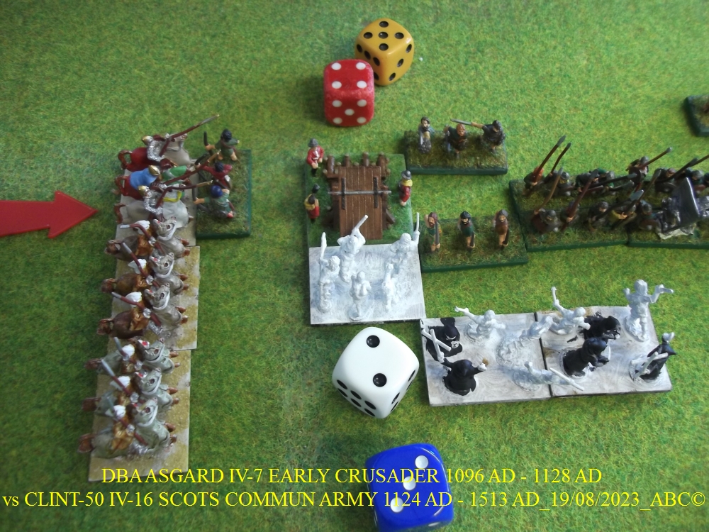 GALERIE DBA samedi 19 Août 2023 au local ASGARD IV-7 EARLY CRUSADER 1096 AD - 1128 AD vs CLINT-50 IV-16 SCOTS COMMUN ARMY 1124 AD - 1513 AD 19-dba13