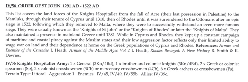 GALERIE IV-56 ORDRE DE SAINT JEAN 1291 AD - 1522 AD ASGARD   vs  IV-82b FRENCH ORDONNANCE ARMY 1445-1480 AD ERIC Iv-56_29