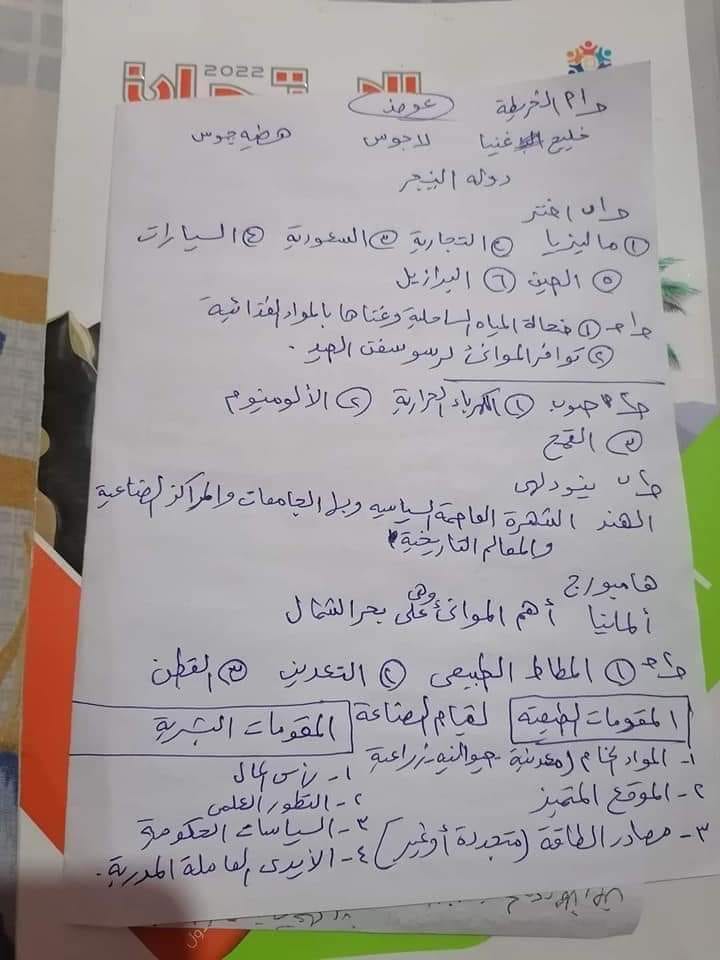 اجابة امتحان الدراسات ثالثة اعدادي ترم ثاني 2022 محافظة القاهرة 2106
