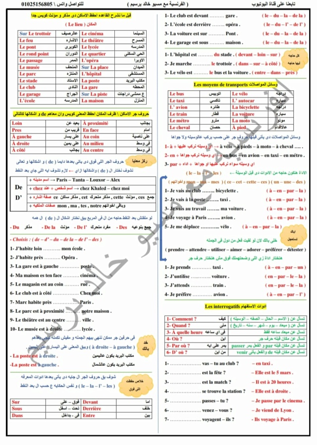 خلاصة نص منهج اللغة الفرنسية تانيه ثانوي كاملا بالمواضيع و الايميلات مسيو خالد برسيم 2236