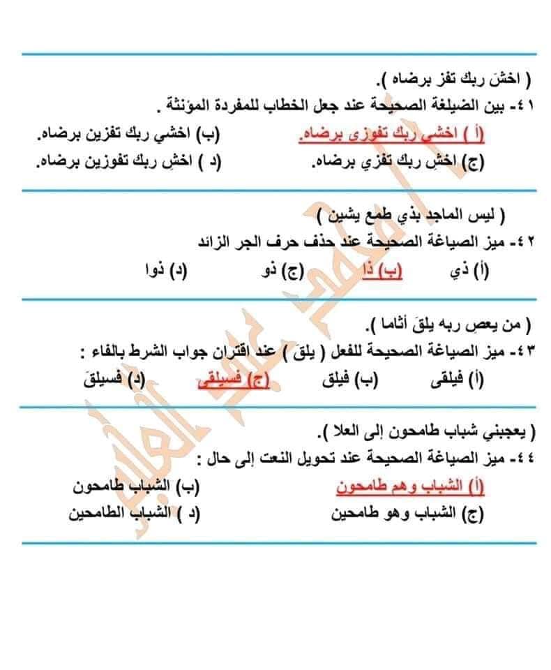 نموذج امتحان اللغة العربية للثانوية العامة 2022  2_227410