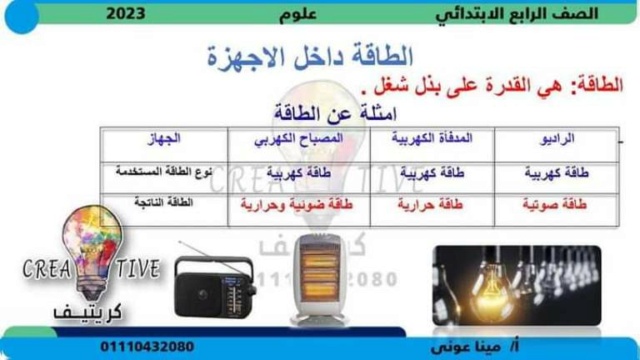 الاجهزة والطاقة علوم للصف الرابع الترم الثانى 2023 مستر مينا عوني  2_img_35