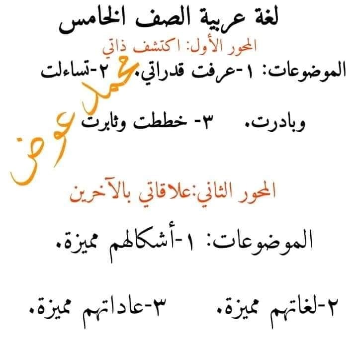 منهج اللغة العربية الجديد للصف الخامس الابتدائي 2023 4139