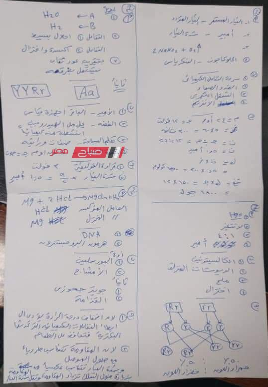 امتحان العلوم ثالثة اعدادي ترم ثاني 2023 محافظة الدقهلية Untit121