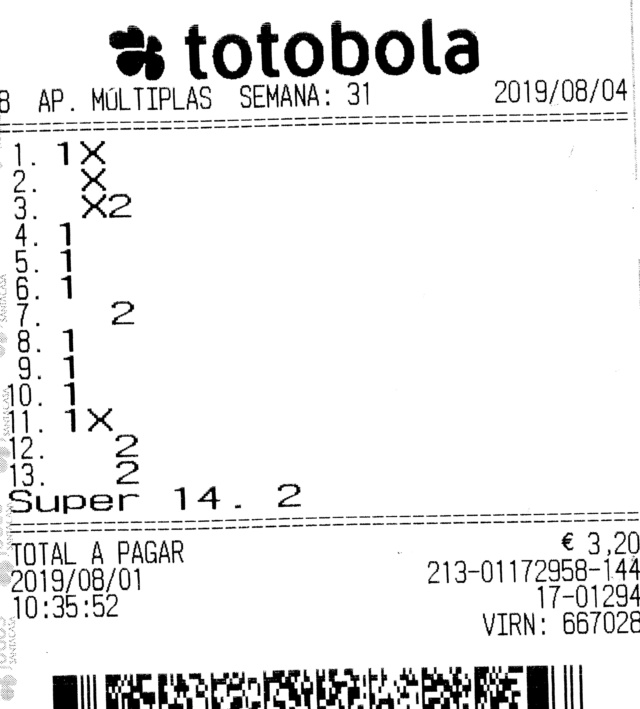 2019 - Totobola - Opiniões para o concurso 31/2019 Totob180