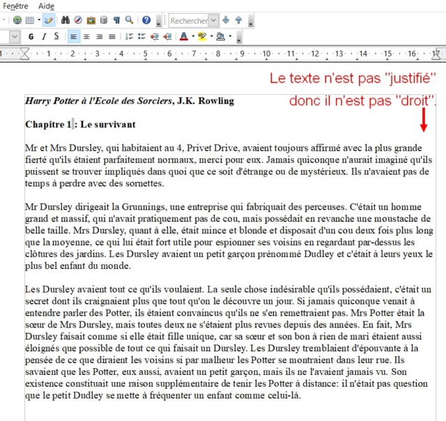 Justifier un texte et éviter les grands espaces entre les mots sur Open Office Texte_19