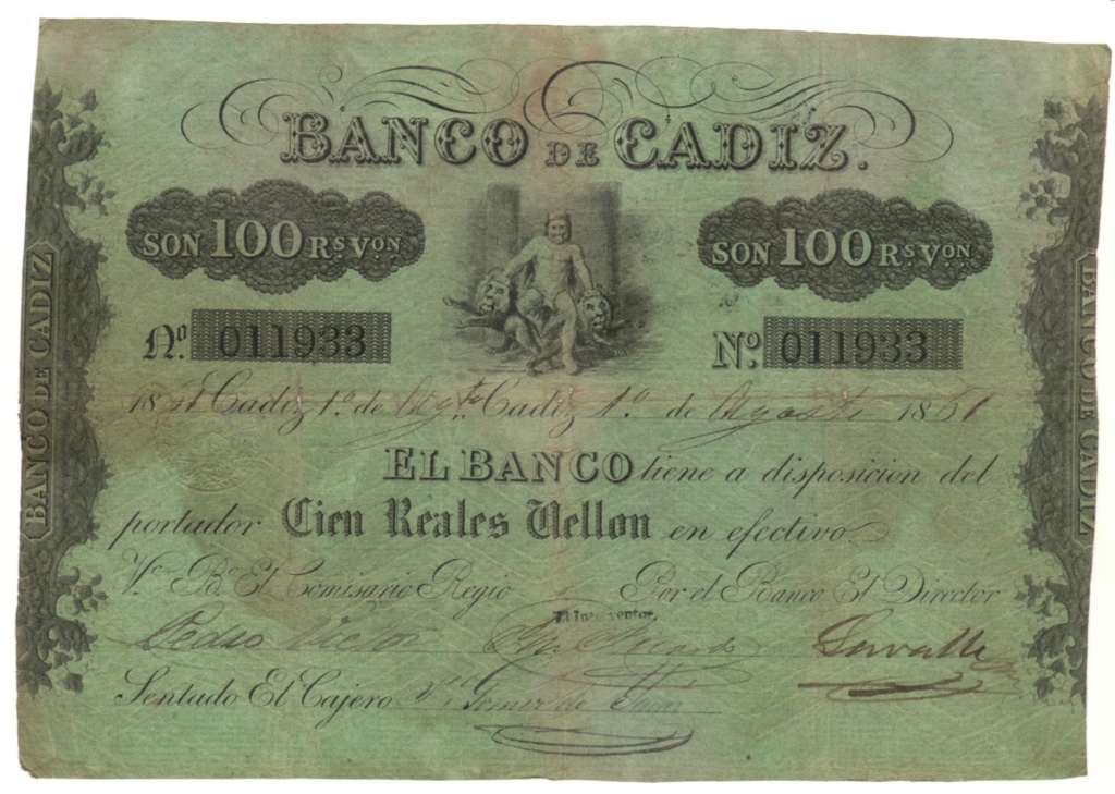 Billetes del Banco de Cádiz 0rv-0111