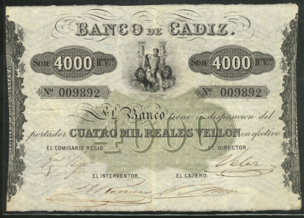 Billetes del Banco de Cádiz 0rv-0810