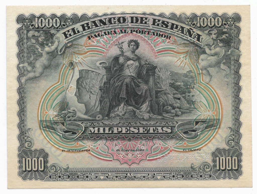 1.000 pesetas de Julio de 1907 SPECIMEN 1000_p10
