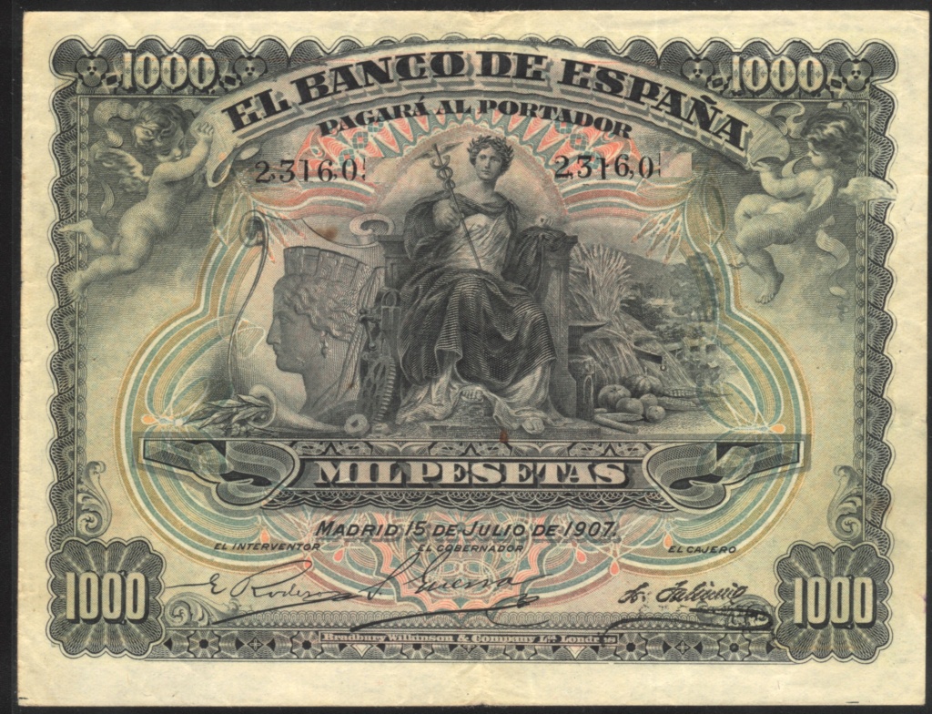 1.000 pesetas de Julio de 1907 SPECIMEN 2-23-110