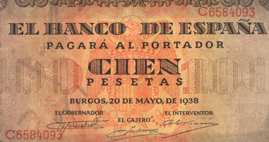 100 Pesetas 1938 Burgos (Casa del Cordon) P67-1010