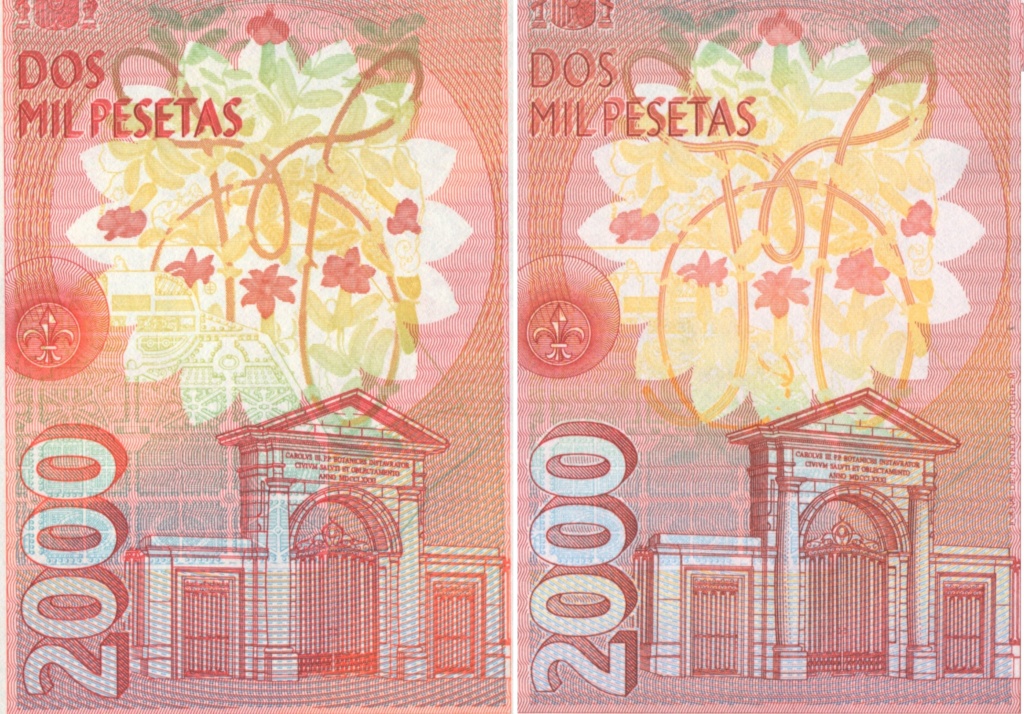 Los dos modelos del billete de 2.000 pesetas de 1.992. R16-2011