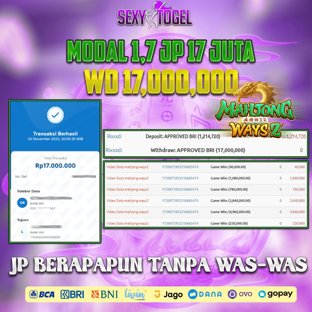 SEXYTOGEL - JACKPOT SLOT MAHJONG WAYS 2 : KAMIS 02 NOV 2023 216