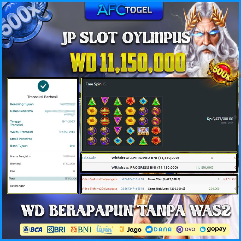AFCTOGEL - JACKPOT SLOT GATES OF OLYMPUS : RABU 15 NOV 2023 319