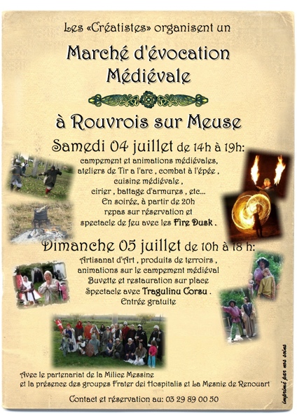4/5 Juillet , Marché d'évocation Médiéval . Rouvrois (55) Affich10