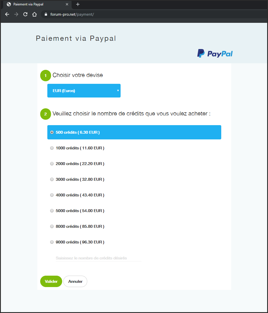 Impossible d'acheter des crédit avec Paypal 26-09-11