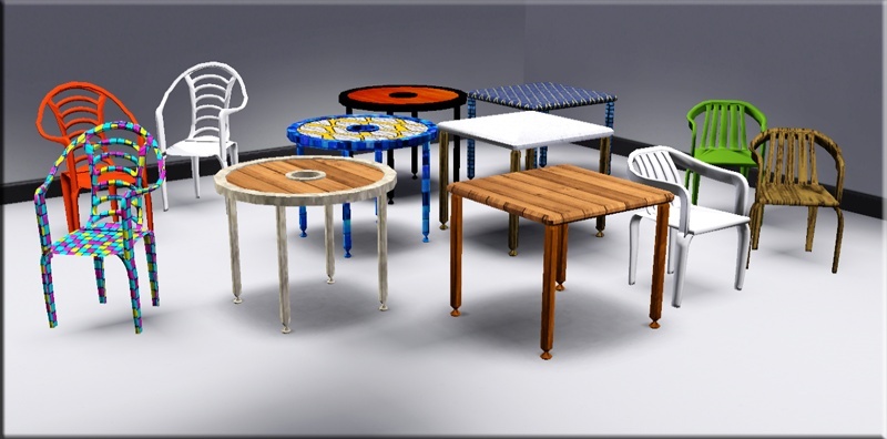 Sets Bar-Chiringuito: cuatro nuevas meshes: 2 mesas y 2 sillas - REVISADA/Four new meshes: 2 tables and 2 chairs -REVISED Bar-co10