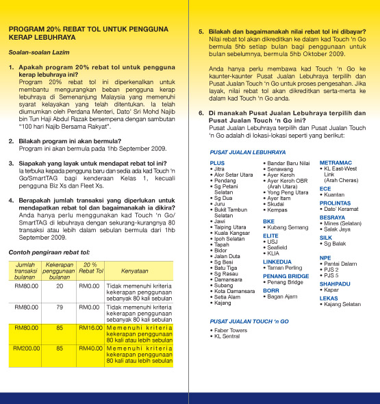 TnGo rebate effective 1st September 2009 Merdek10