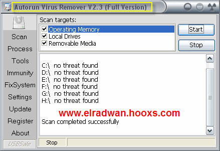افضل اداة لمسح فيروس Autorun وفيروسات ال Usb و كروت الميمورى فقط و حصريا على الرضوان 112
