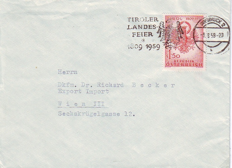 stempel - Sammlung Bedarfsbriefe Österreich ab 1945 195910