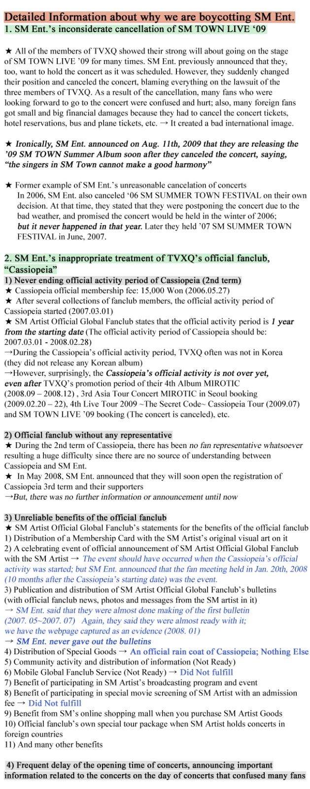 Cassiopeia: "We call for a boycott of SM Ent." Whats10