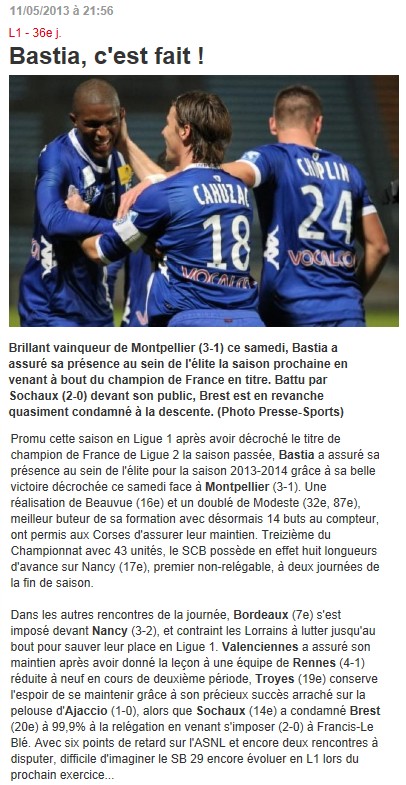 Bastia 3-1 Montpellier S55