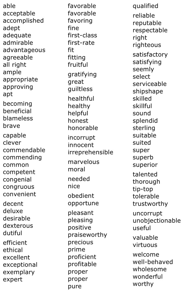 “Descriptive” Words to Use Instead of GOOD Good10