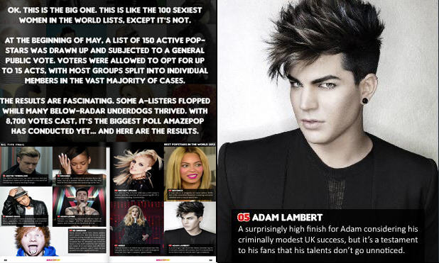 6 : 6 : 2013 : Headlines : Adam Lambert Glams Up "Idol," Debuts at No. 1 : 25 Great Gay Moments In Music  Bk10