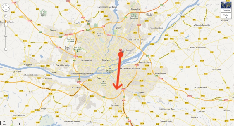 2013: le 03/05 à 5H30 du matin - Lumière étrange dans le ciel - Nantes - Loire-Atlantique (dép.44) Carte15