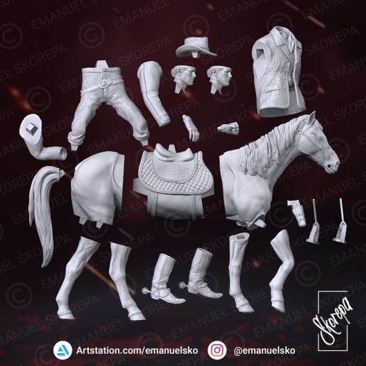 Figurine 3D résine au 1/24  Arthur Morgan du jeux PS4  "red dead redemption". 617