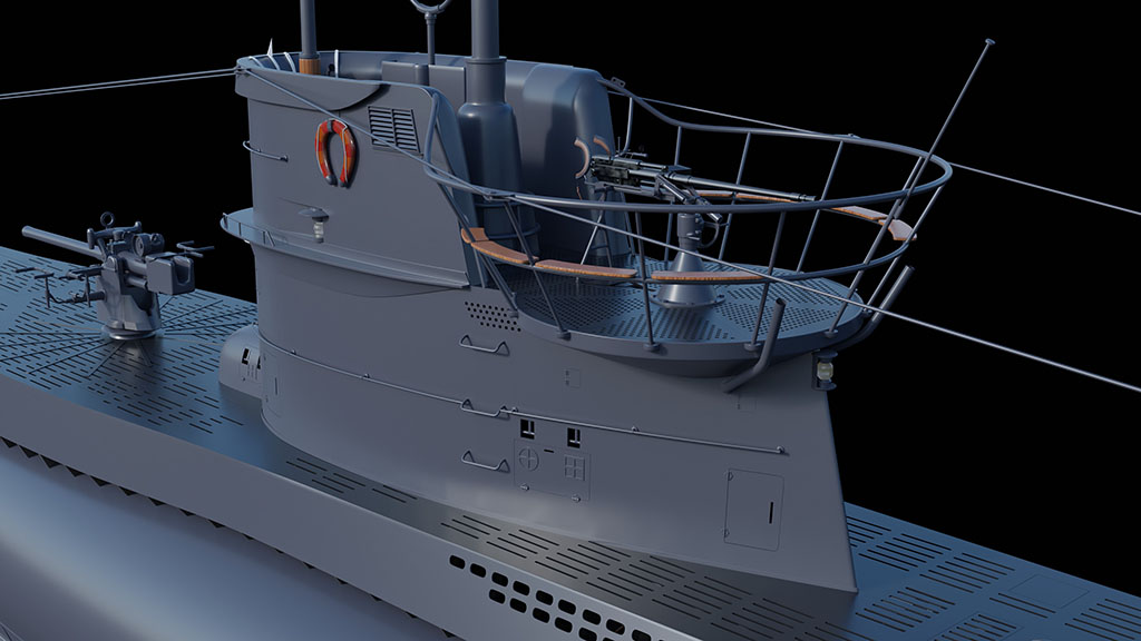 Sous-marin U-Boat VIID résine 3D au 1/100 D5ba7210