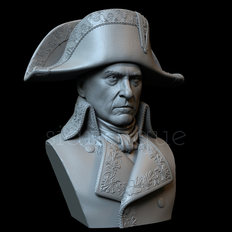 Buste de Joaquim Phoenix dans le prochain rôle de Napoleon resine 3d. Render10