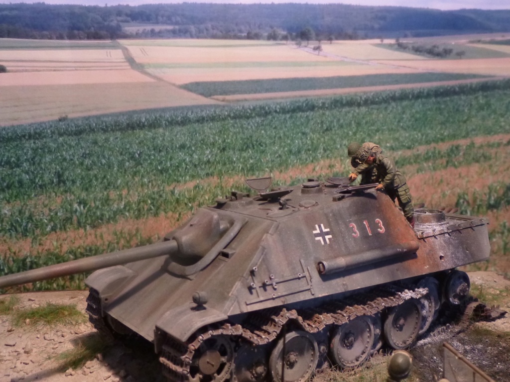 After the battle Allemagne 1945 - 1/35- Jagdpanther Tamiya+ jeep Willys Italeri+ figurines Soga/Stalingrad P1050329