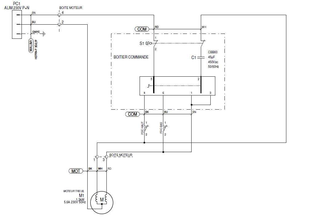 BRANCHEMENT D'un palan en 220V Treuil10