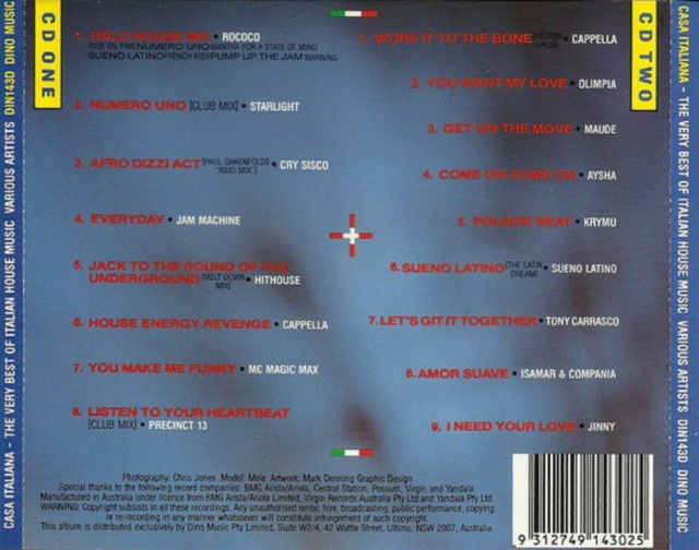 Casa Italiana - The Very Best Of Italian House Music " Álbum Duplo" (1989) - 14/12/22 Back1078