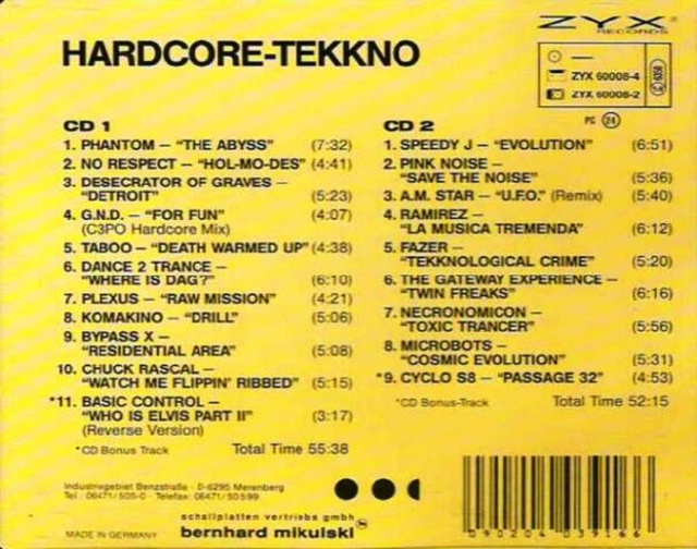 Hardcore-Tekkno " Álbum Duplo" (1992) - 20/12/22 Back1093