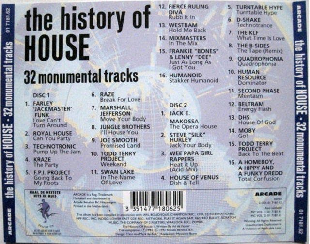 tracks - The History Of House - 32 Monumental Tracks  "Álbum Duplo" (1992) 17/12/23 Back1418