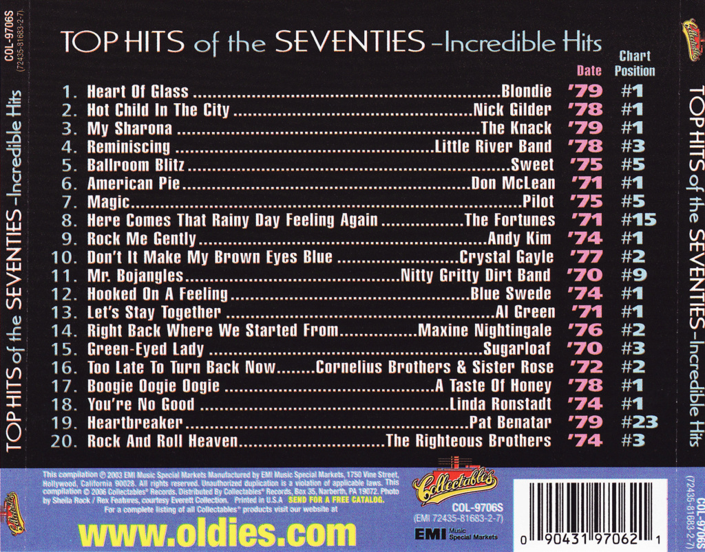 anos - 26/02/20 - TOP HITS OF THE SEVENTIES (04 ÁLBUNS) ANOS 70'S Back153