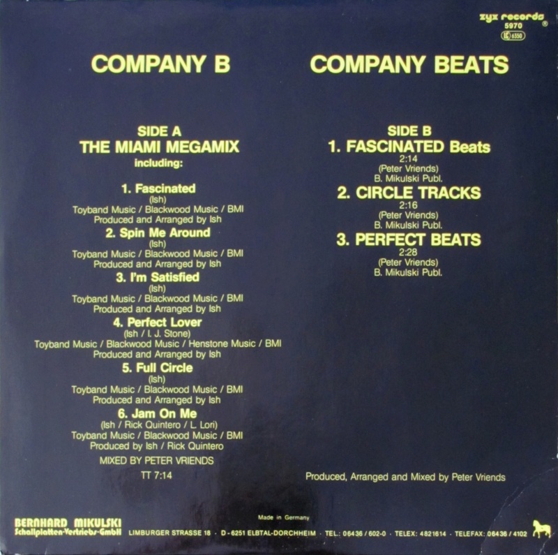COMPANY B. - THE MIAMI MEGAMIX "VÍNIL" (1988) - 25/05/20 -  Back324
