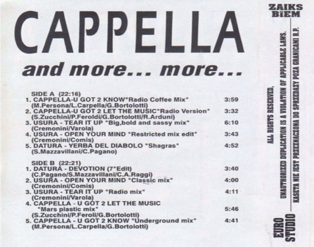 CAPPELLA AND MORE ...MORE (1994) - 07/09/21 Back780