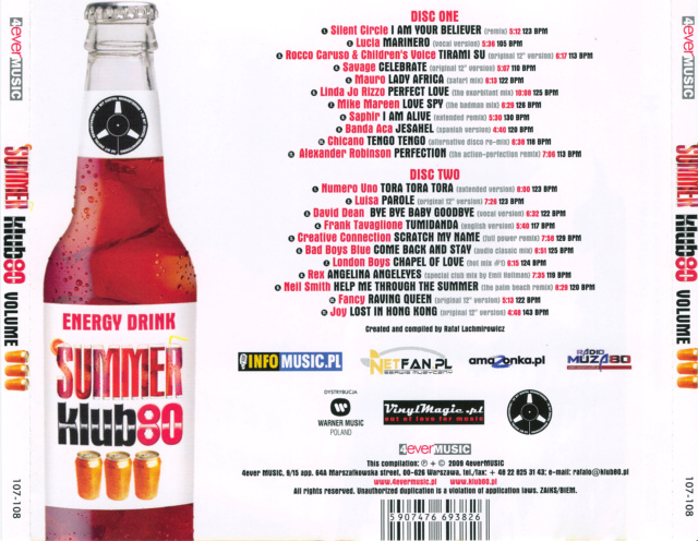 Summer Klub 80 Collection Vol. 01 a 05 " 10 CD's 25/10/22 Back934