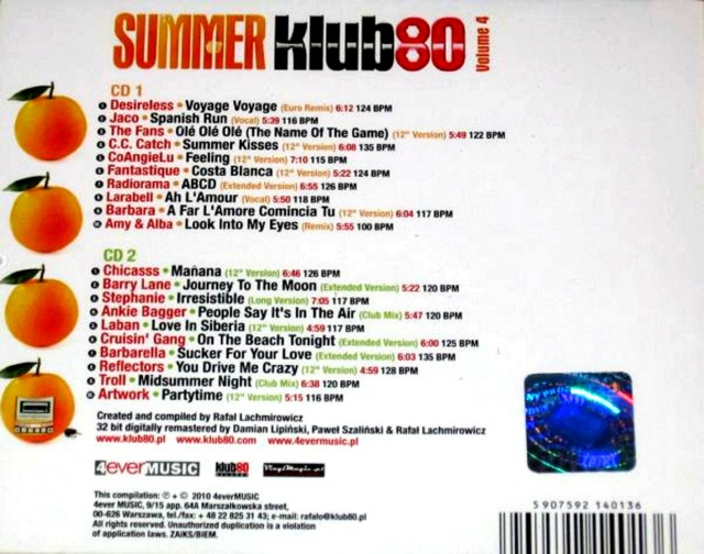 Summer Klub 80 Collection Vol. 01 a 05 " 10 CD's 25/10/22 Back935