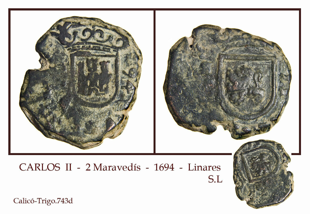 2 Maravedís, Carlos II, 1694, Linares 02_39_10