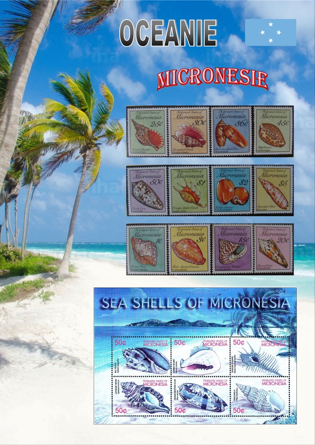 Les coquillages par les timbres - Tome OCEANIE - MICRONESIE P 9 - NIUE P 10 - NORFOLK P 11 Page1211