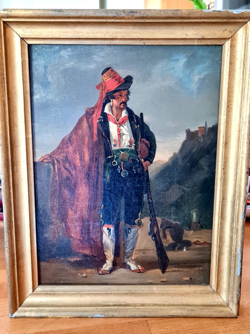 Huile sur toile portrait d'un brigand italien portrait de Mazzocchi copie d'après Achille Etna Michallon 20210535