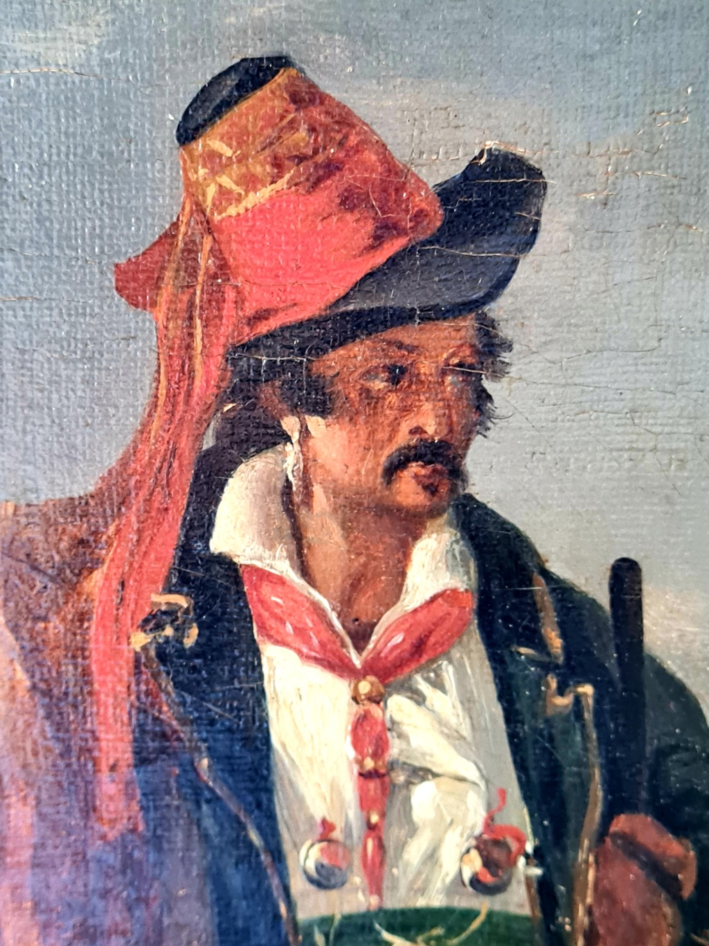 Huile sur toile portrait d'un brigand italien portrait de Mazzocchi copie d'après Achille Etna Michallon 20210540