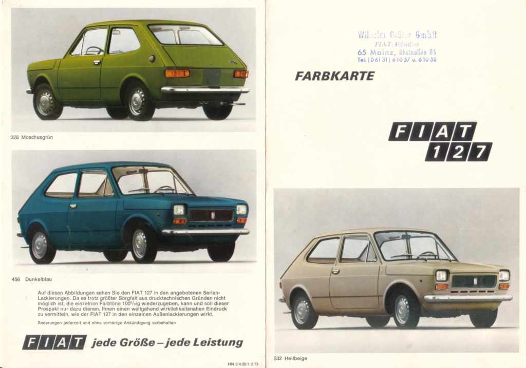 Catalogo FIAT 127 Tedesco Con Campionario Colori 09/71 B4a3bc10