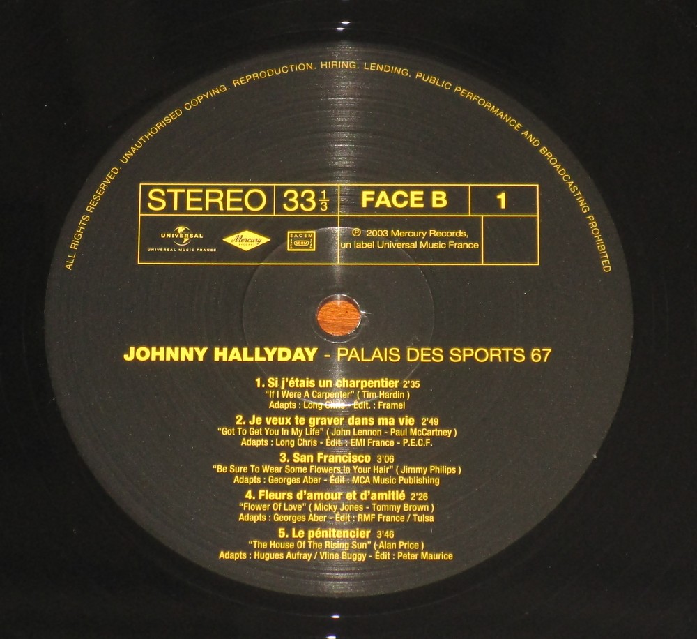 Hachette: Les vinyles de légende n°24     PALAIS DES SPORTS 67 V.2003     2LP 012-au15