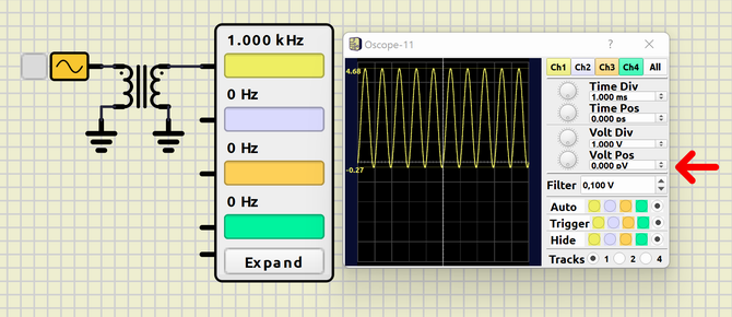 ARROWS IN THE OSCILLOSCOPE. Boton_11