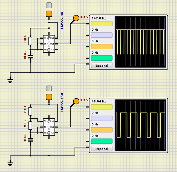 555 circuit problem or SimulIDE problem.... or is it me the problem? T10_el10
